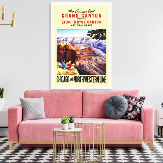 Deze zomer bezoek Grand Canyon Canvas Afdruk (Insitu (Woonkamer))