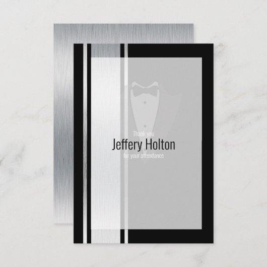 Deze zwarte en witte vlek-bachelorpartij bedankkaart (Voorkant / Achterkant)