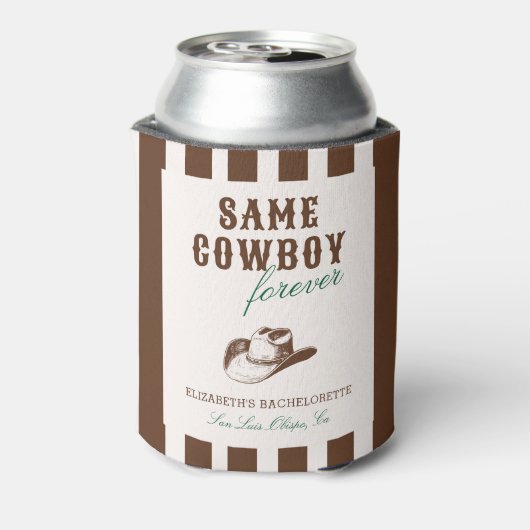 Dezelfde cowboy voor altijd vrijgezellenweekend blikjeskoeler (Blikje Achterkant)