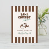 Dezelfde cowboy voor altijd vrijgezellenweekend kaart (Staand voorkant)