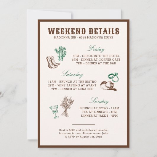 Dezelfde cowboy voor altijd vrijgezellenweekend kaart (Achterkant)