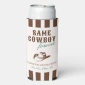 Dezelfde cowboy voor altijd vrijgezellenweekend seltzer blikjeskoeler (Seltzer Achterkant)