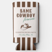 Dezelfde cowboy voor altijd vrijgezellenweekend seltzer blikjeskoeler (Achterkant)