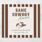 Dezelfde cowboy voor altijd vrijgezellenweekend sparkling wijnetiket (Enkel label)