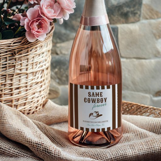 Dezelfde cowboy voor altijd vrijgezellenweekend sparkling wijnetiket