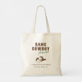 Dezelfde cowboy voor altijd vrijgezellenweekend tote bag (Achterkant)