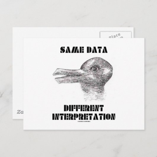 Dezelfde Data Different Interpretation (Duck Rabbi Briefkaart (Voorkant / Achterkant)
