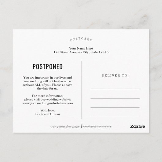 Dezelfde Geloften BEWERKBARE KLEUR Wijzig de datum Briefkaart (Achterkant)