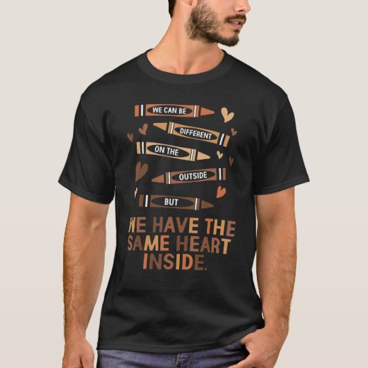 Dezelfde Hart Binnen Afro-Amerikaanse Zwarte Gesch T-shirt (Voorkant)