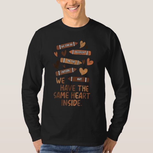 Dezelfde Hart Binnen Afro-Amerikaanse Zwarte Gesch T-shirt (Voorkant)