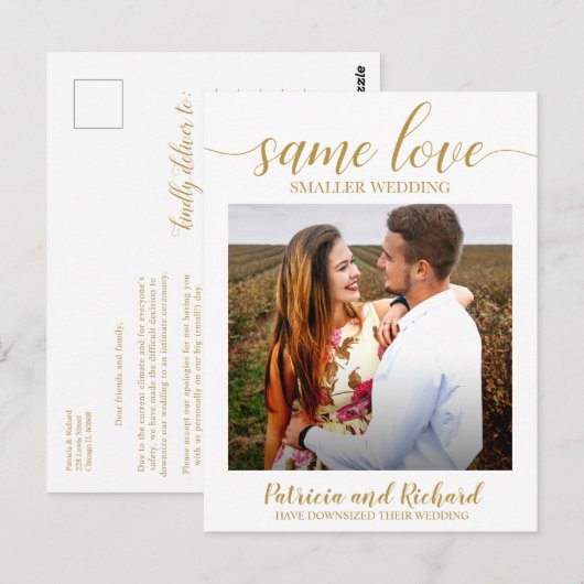 Dezelfde Liefde Downsize Huwelijksaankondiging Fot Briefkaart (Voorkant / Achterkant)