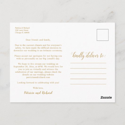 Dezelfde Liefde Downsize Huwelijksaankondiging Fot Briefkaart (Achterkant)