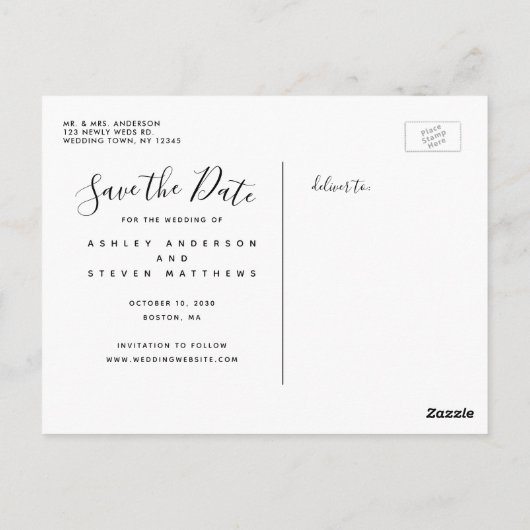 Dezelfde Liefde Hand Geletterde Script Foto Save t Briefkaart (Achterkant)