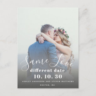 Dezelfde Liefde Hand Geletterde Script Foto Save t Briefkaart