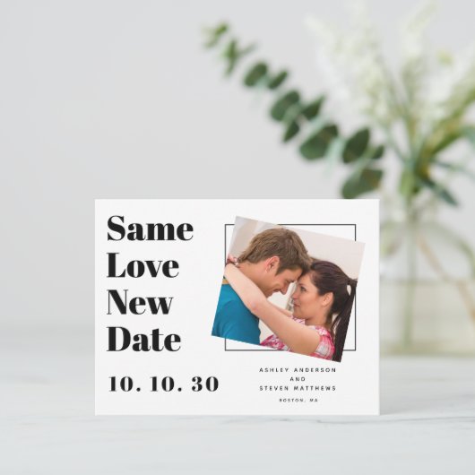 Dezelfde liefde Moderne typografie Foto Save the D Briefkaart (Staand voorkant)