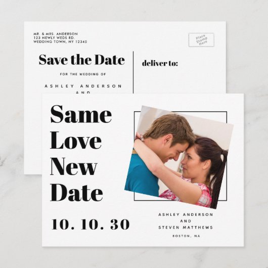 Dezelfde liefde Moderne typografie Foto Save the D Briefkaart (Voorkant / Achterkant)