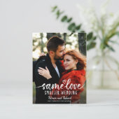 Dezelfde Liefde Schattige Hart Downsize Trouwfoto Briefkaart (Staand voorkant)