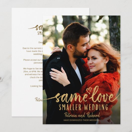 Dezelfde Liefde Schattige Hart Downsize Trouwfoto Kaart (Voorkant / Achterkant)