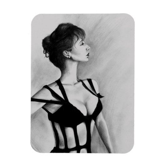Dezelfde originele kunst portret tekening magneet (Verticaal)