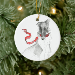 Dezzoi Scott Russian Red Borzoi kerstversiering Keramisch Ornament