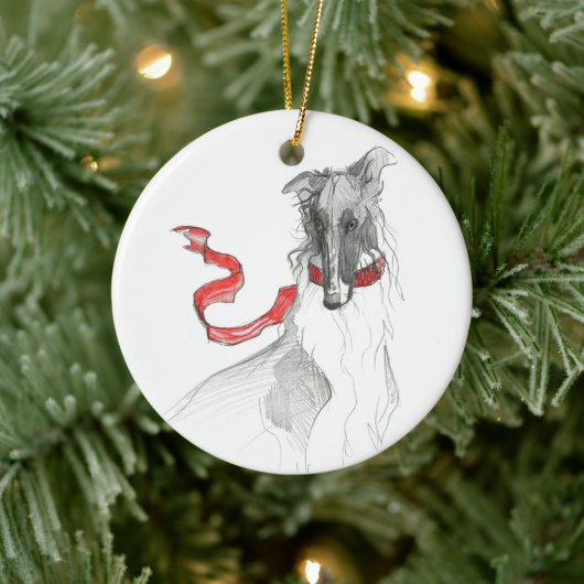 Dezzoi Scott Russian Red Borzoi kerstversiering Keramisch Ornament (Boom)