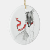 Dezzoi Scott Russian Red Borzoi kerstversiering Keramisch Ornament (Rechts)