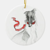 Dezzoi Scott Russian Red Borzoi kerstversiering Keramisch Ornament (Voorkant)