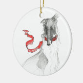 Dezzoi Scott Russian Red Borzoi kerstversiering Keramisch Ornament (Links)