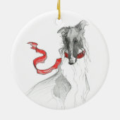 Dezzoi Scott Russian Red Borzoi kerstversiering Keramisch Ornament (Achterkant)