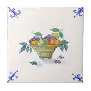 DFB01 Delft Fruit Basket Design Ceramic Tile Tegeltje