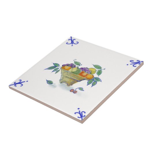 DFB01 Delft Fruit Basket Design Ceramic Tile Tegeltje (Zijkant)