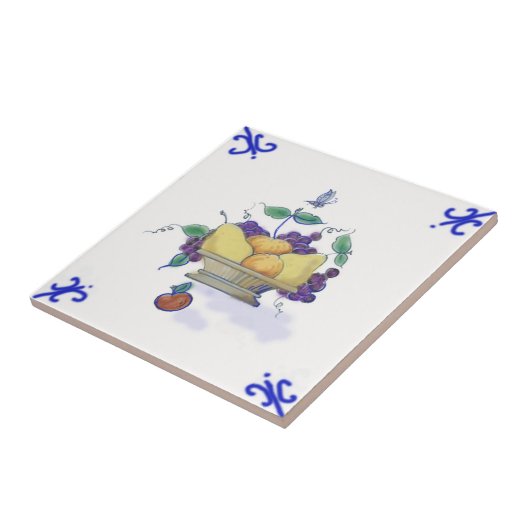 DFB02 Delft Fruit Basket Design Ceramic Tile Tegeltje (Zijkant)