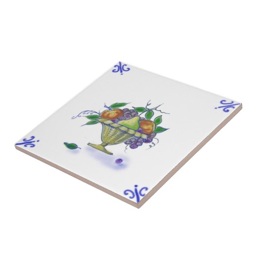 DFB06 Delft Fruit Basket Design Ceramic Tile Tegeltje (Zijkant)