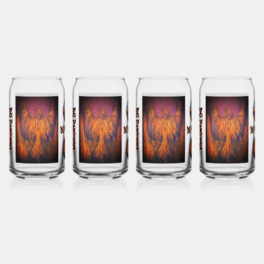 DG Paintings Fire Phoenix Drinkware Set Blikvorm Glas (Voorkant)