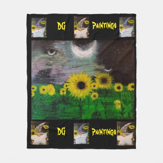 DG Paintings Mystical Sunflowers with Gnomes  Fleece Deken (Voorkant)