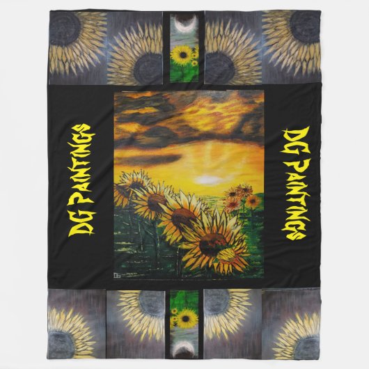 DG Paintings Sunflower Fields Blanket Fleece Deken (Voorkant)