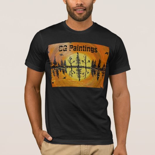 DG Paintings Sunset Waterside Reflections Tshirt (Voorkant)