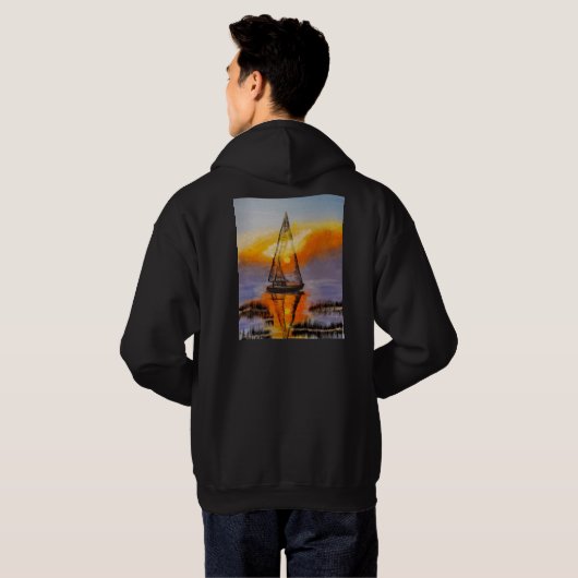 DG Paintings Zeilboot Hoodie (Achterkant volledig)