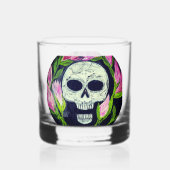 DG Schilderijen Schedel Bloem Drinkset Whisky Glas (Achterkant)