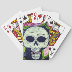 DG Schilderijen Schedel Bloem  Pokerkaarten