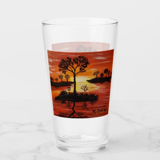 DG Schilderijen Zonsondergang Reflectie Glas (Voorkant)