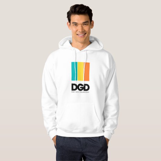 DGD Gestreepte Logo Hoodie (Wit) (Voorkant volledig)
