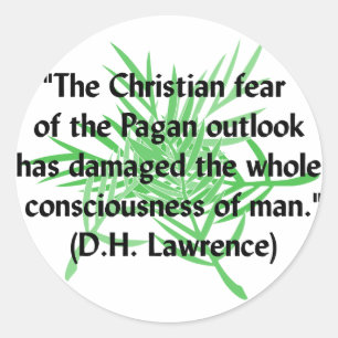 DH Lawrence Pagan Quote Ronde Sticker