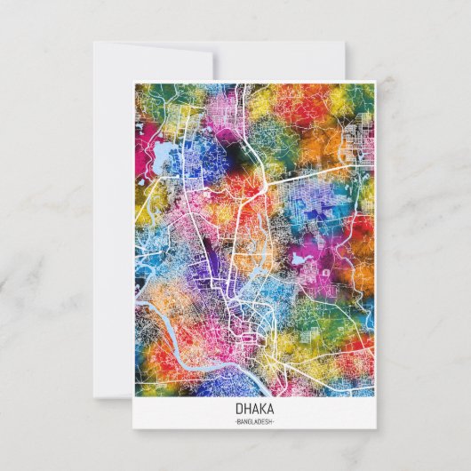 Dhaka Bangladesh City Map Bedankkaart (Voorkant)