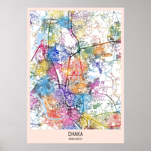 Dhaka Bangladesh City Map Poster (Voorkant)