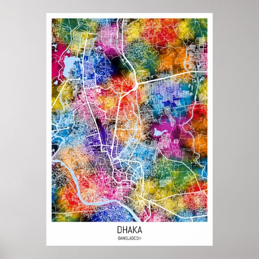 Dhaka Bangladesh City Map Poster (Voorkant)