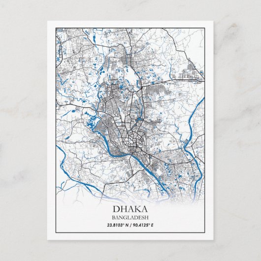 Dhaka Bangladesh City-plattegrond Eenvoudig minimu Briefkaart (Voorkant)