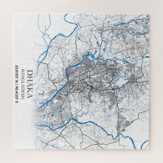 Dhaka Bangladesh City-plattegrond Eenvoudig minimu Legpuzzel (Horizontaal)