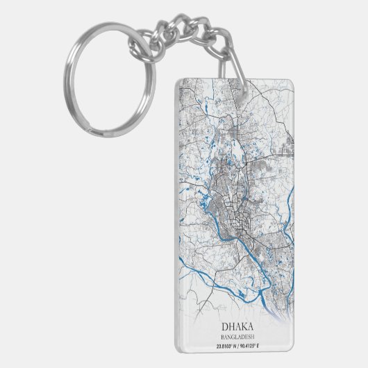 Dhaka Bangladesh City-plattegrond Eenvoudig minimu Sleutelhanger (Voorkant Links)