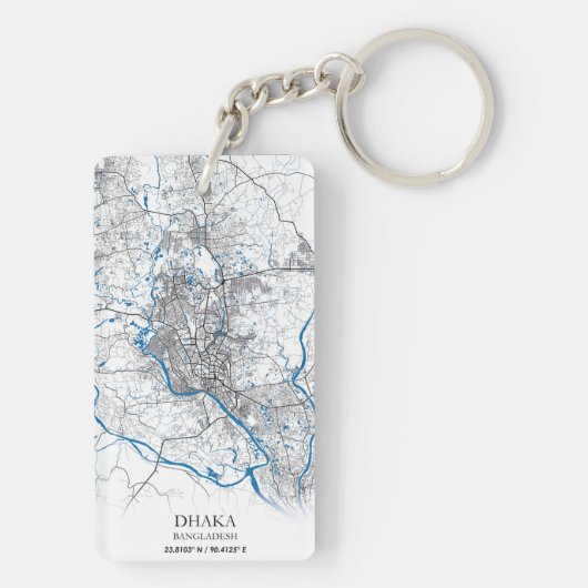 Dhaka Bangladesh City-plattegrond Eenvoudig minimu Sleutelhanger (achterkant)
